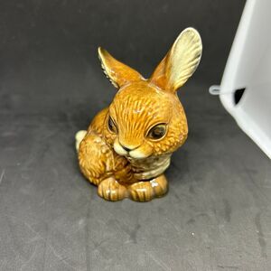 Goebel Easter Brown Rabbit West Germany Porcelain Bunny Figurine Vintage 60's